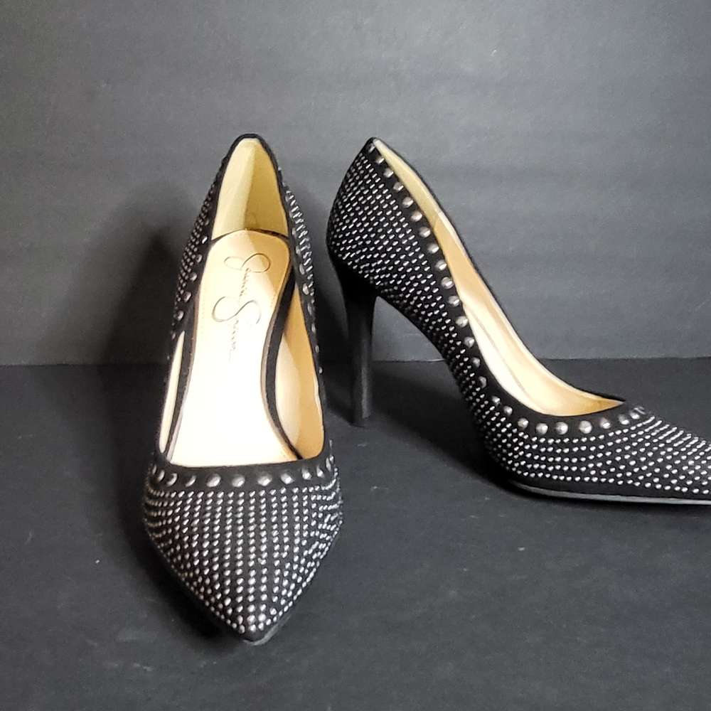 Jessica Simpson Black and Silver Studded Heels